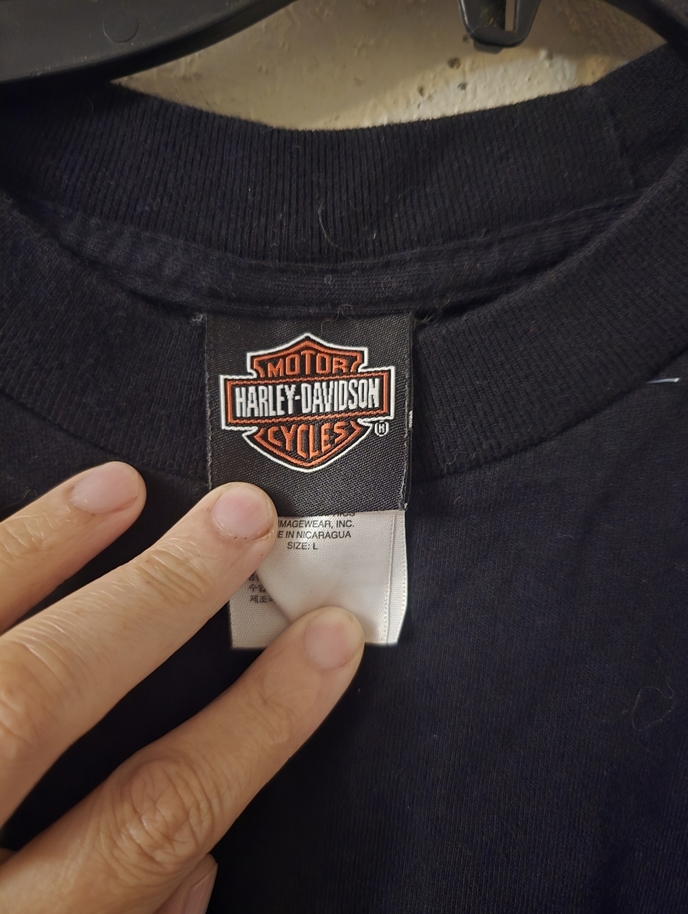 Harley-Davidson Black Short Sleeve Pocket Tee with Orange Logo - Picture 2 of 3